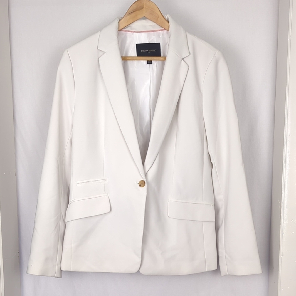 BANANA REPUBLIC Women's White Snow Day Blazer